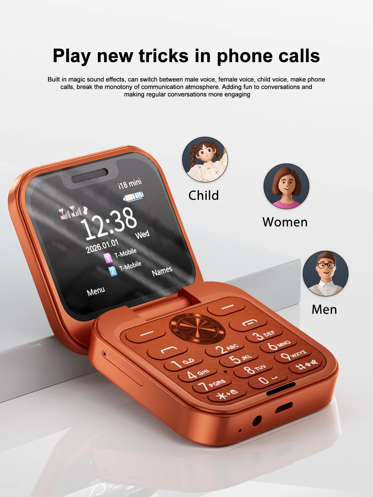 SERVO I18 mini 2G GSM/4G LTE Network Flip Mobile Phone 1.77-inch Screen Dual SIM FM Radio Flashlight Blacklist Mobile Phones