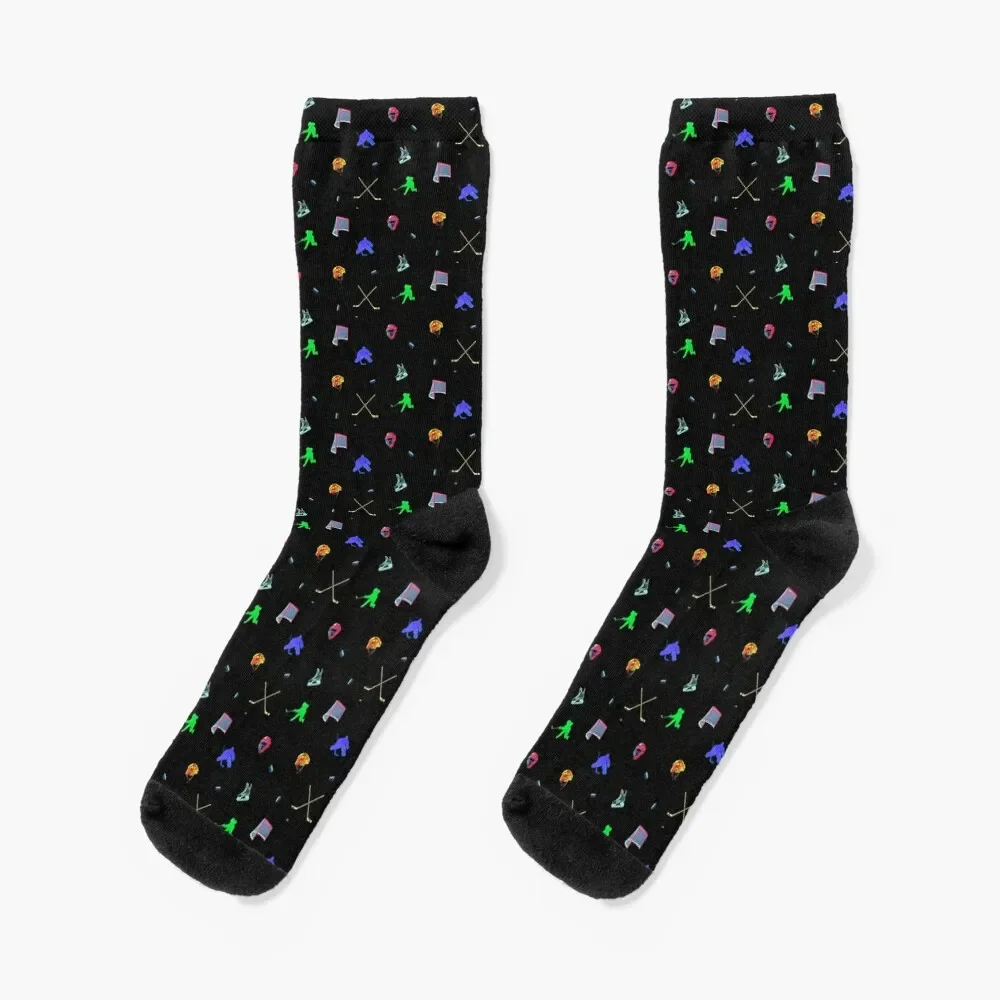 

Hockey Pattern ( Hockey sticks - Puck - Skates - Net Helmet goalie shot ) Socks floor happy Socks Women's Men's