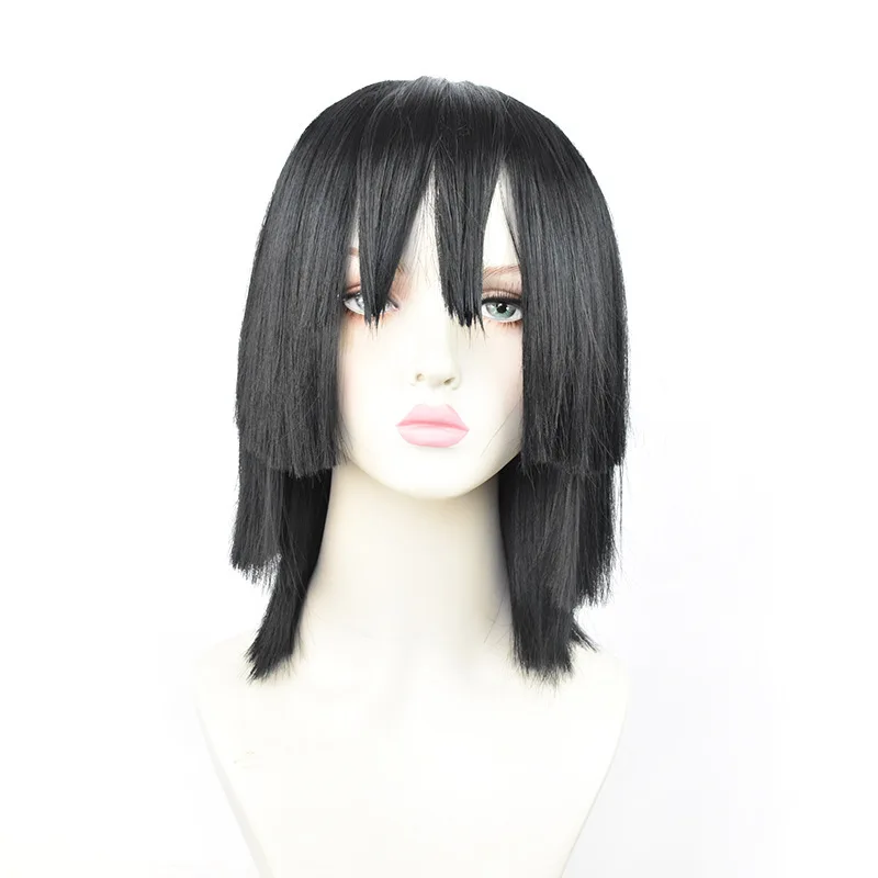 

- Cosplay Wig For Nezuko Kamado Black Three-Layered Trimmed Short Hair