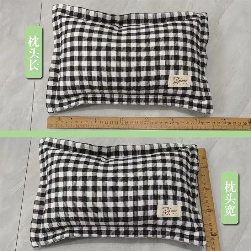 100 Cotton Pet Sleeping Pillow For Cats Dogs Soft Breathable Anti Static Warm 7cm Thick Checkered Pet Neck Rest Cushion For Naps