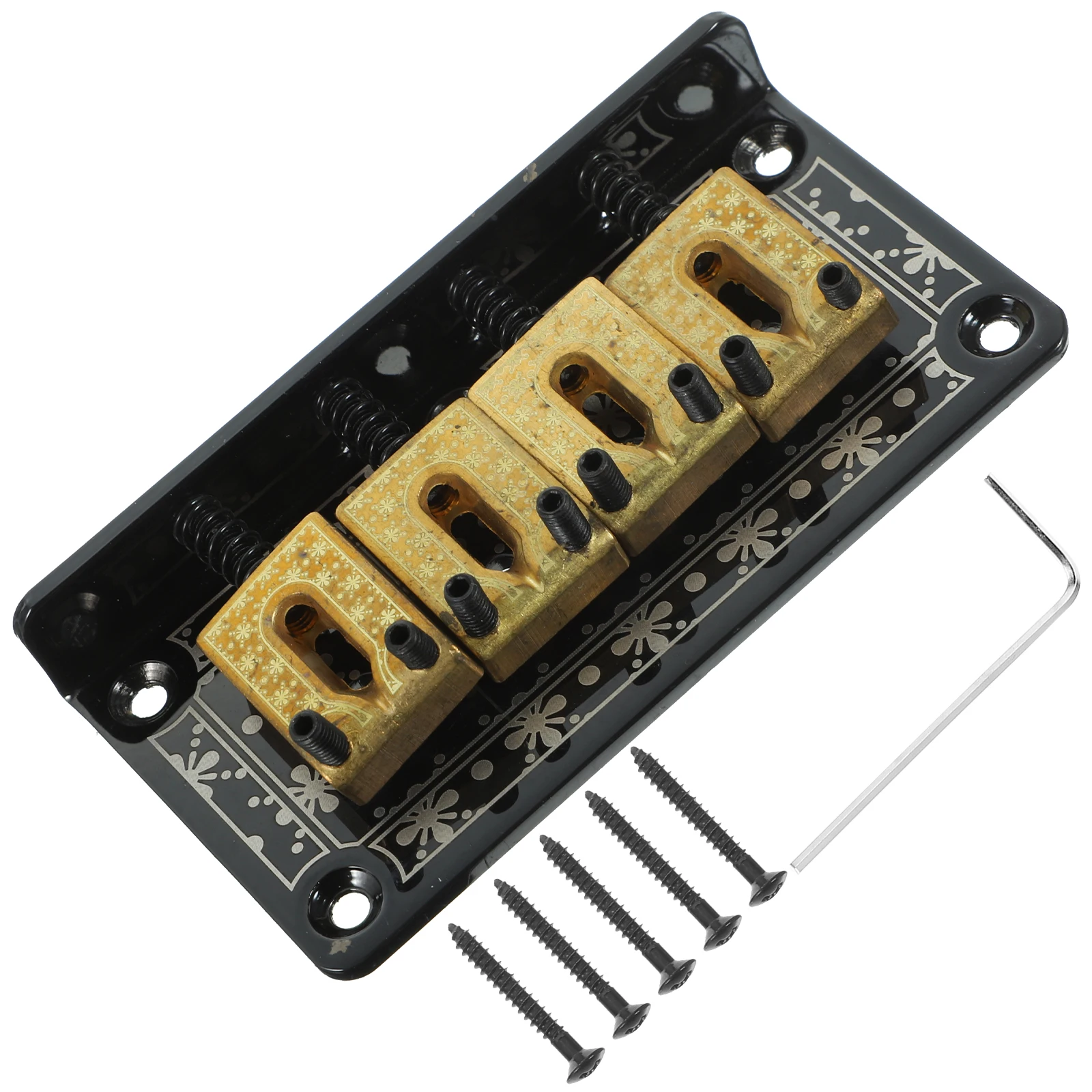 

4 String Guitar Bridge Fixed Hardtail Tailpiece Set Screws Wrench Cigar Box Ukulele Mandolin Accessories Electric Replacement