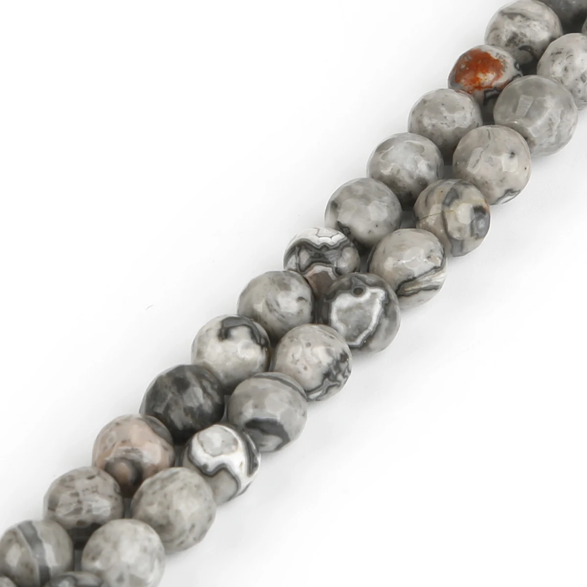 Natürliche, kartenmusterbedruckte runde Steinperlen, lose Edelstein-Abstandshalterperlen, passend für DIY-Schmuckherstellung, DIY-Armbänder, Halsketten, Zubehör – Detail 3
