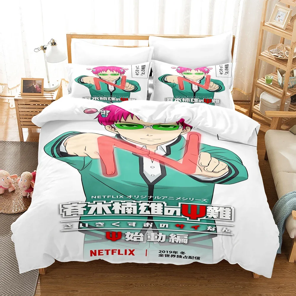 

3D Anime The Disastrous Life of Saiki KBedding Sets Duvet Cover Set With Pillowcase Twin Full Queen King Bedclothes Bed Linen