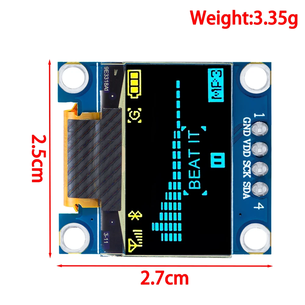 0.96 นิ้ว IIC Serial สีเหลืองสีฟ้าโมดูลแสดงผล OLED 128X64 I2C SSD1306 12864 หน้าจอ LCD Board GND VCC SCL SDA สําหรับ arduino