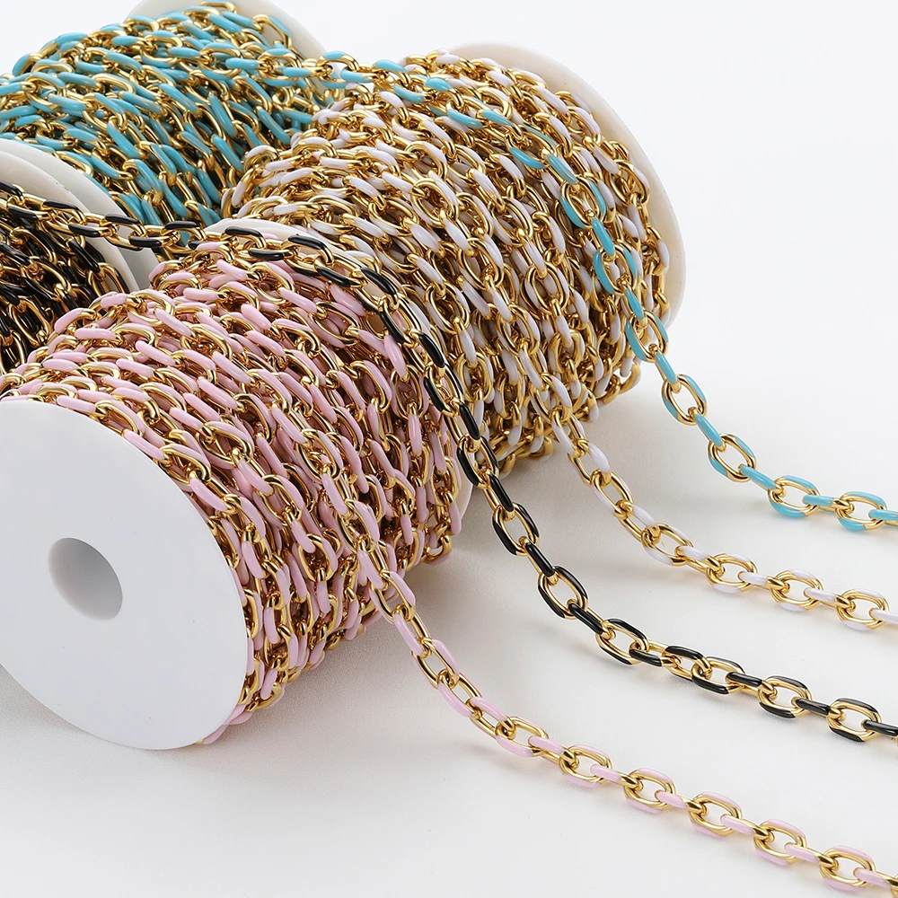 

1 метр цветной эмалированный кабель из нержавеющей стали, толстые цепочки для DIY ожерелья, браслета, сумки, аксессуары для изготовления ювелирных изделий