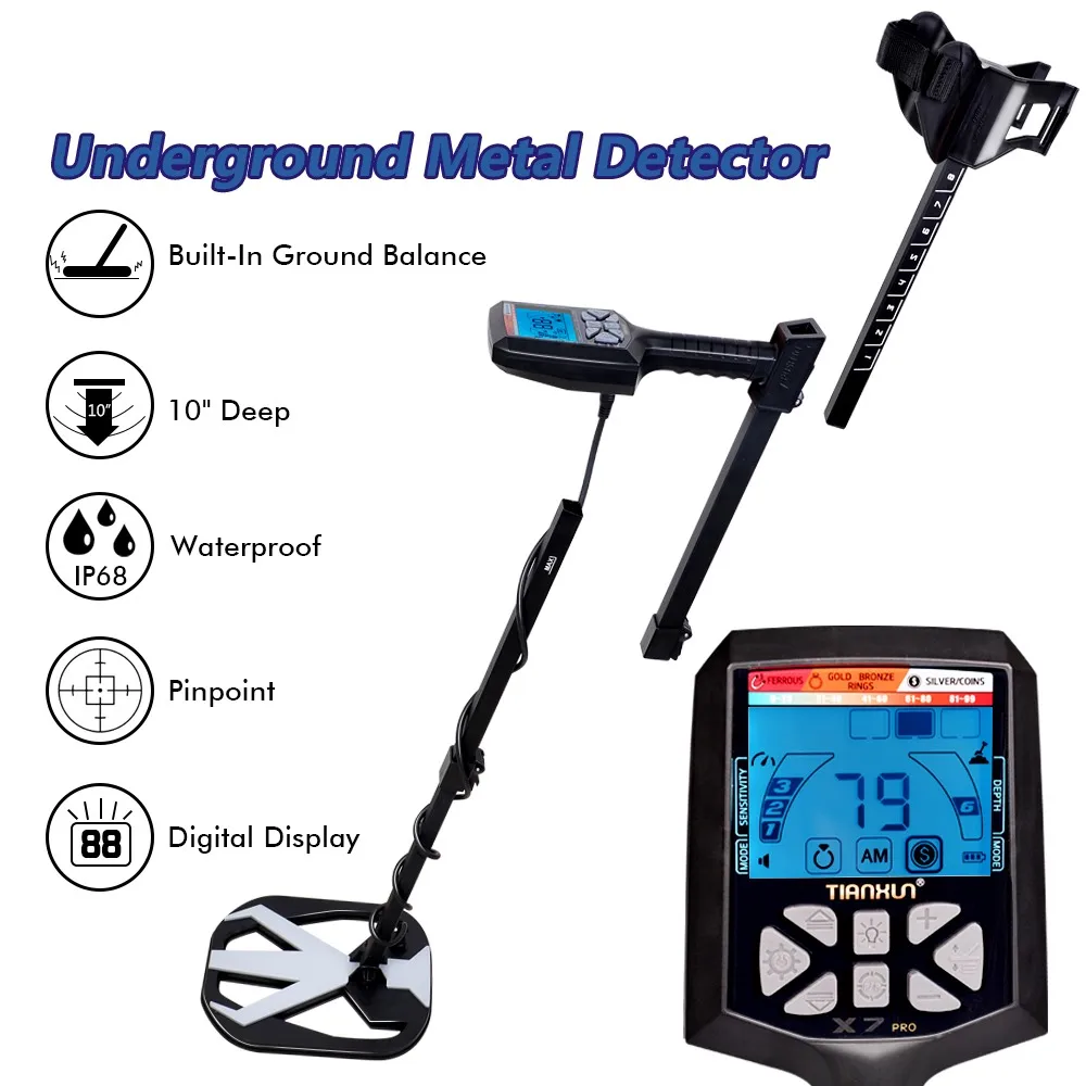 2025 X7 Metal Detector with Depth Indication Numerical Value Selective Shielding for Treasure Hunting Accurate Target Detection