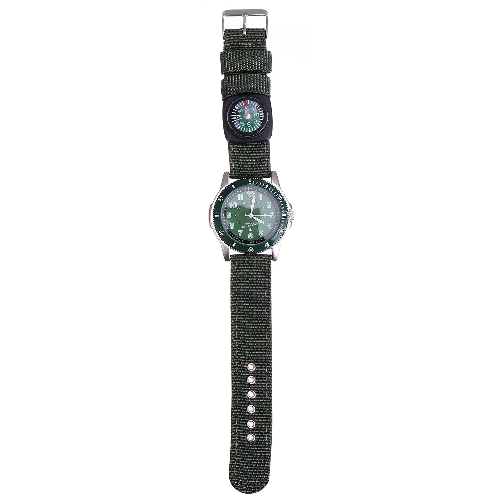 

1 pc Waterproof Luminous Watch Camouflage Quartz Timepiece For Night Visibility Canvas Strap Stainless Steel