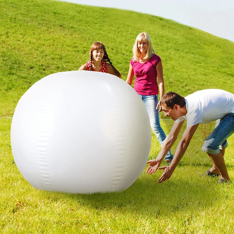 Bola de praia gigante branca para crianças, bola inflável para jogos aquáticos, feriado de verão havaiano, brinquedos tropicais, 5 pés, 60 polegadas