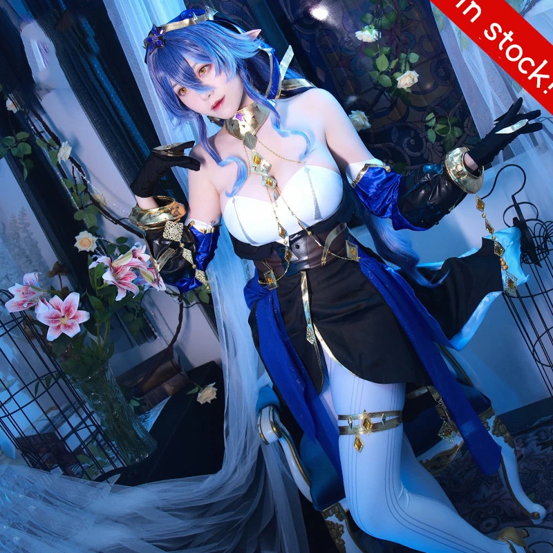 Layla Cosplay Genshin Impact Sexy Pretty strapless Dress Blue Exotic Dancer clothing female Costume