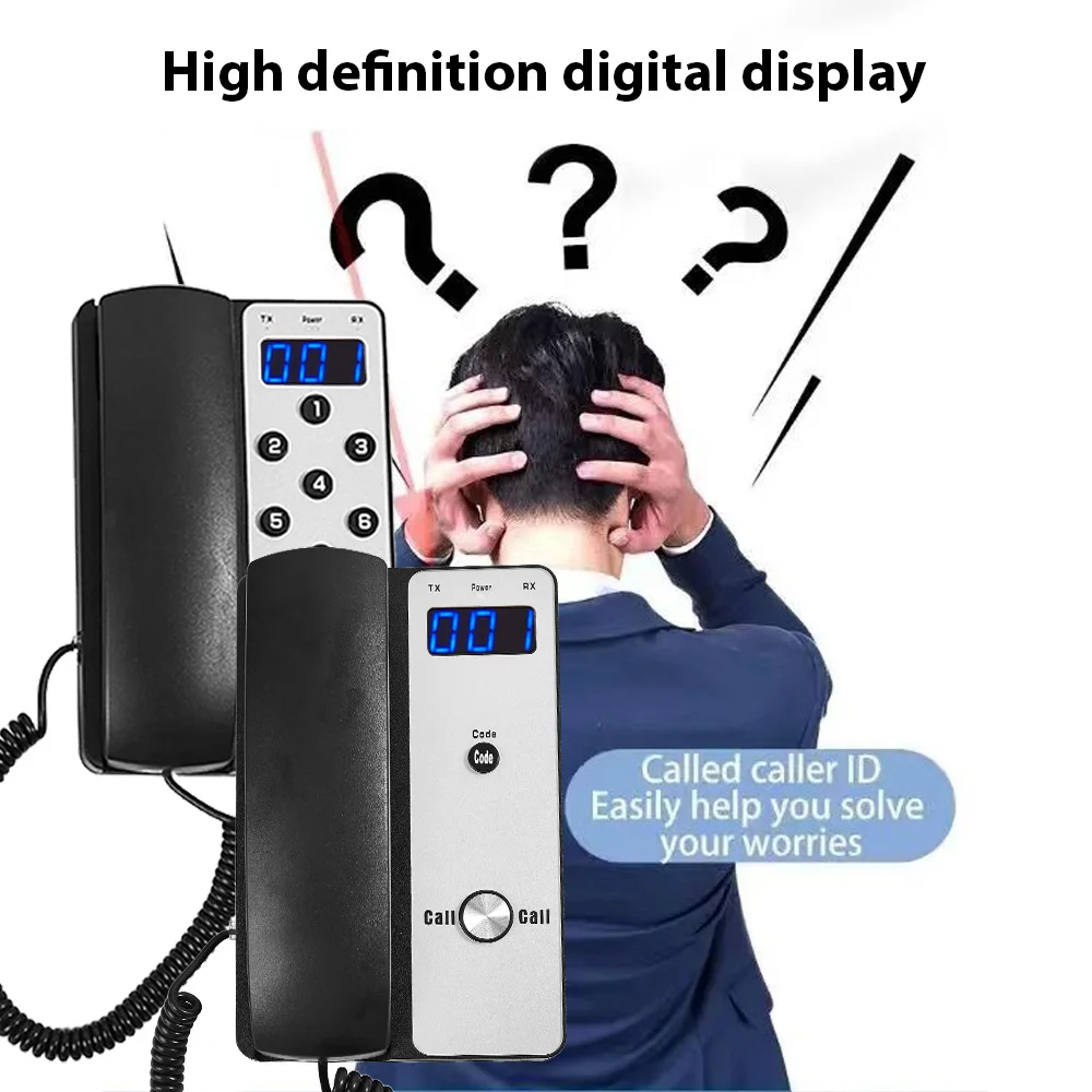 HT12 Wireless Intercom System Office Intercom Machine with LCD Screen 433MHz 3280ft Range Adjustable Volume Telephone Intercom