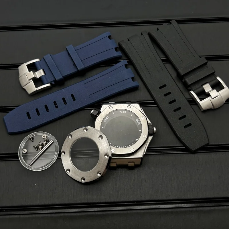 

42mm Watch Shell Kit Sapphire Crystal Watch Case Grenadier Hands for Oak NH35 NH36 Mechanical Movement fits 28.5mm Dial No Logo