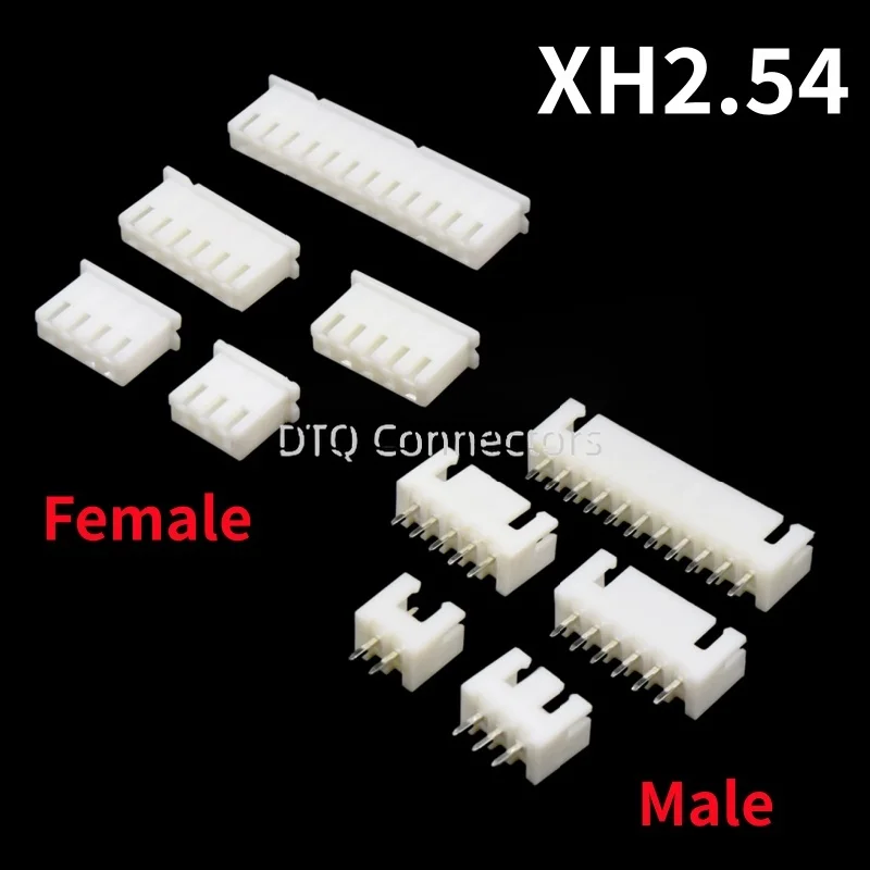 50Pcs JST XH2.54 2/3/4/5 Pin Terminals Plastic Shell Male Plug + Female Socket Wire Connector XH 2.54 2P 3P 4P 5P 6P 8P 10P-16P