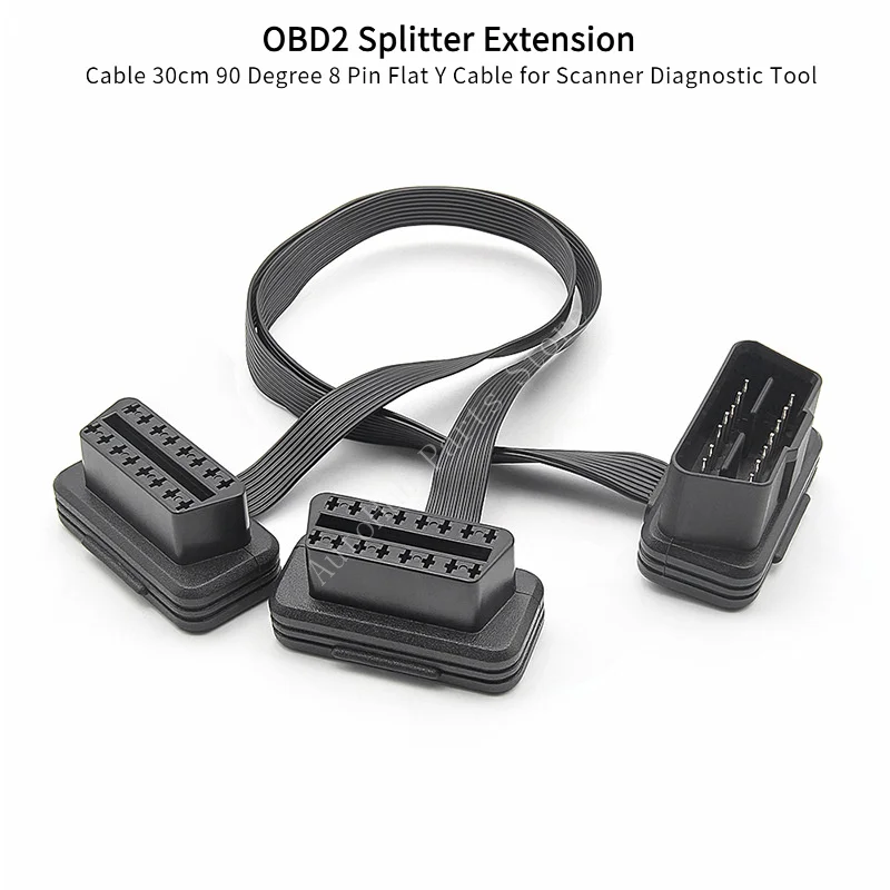 

Удлинительный кабель-разветвитель OBD2, 30 см, 90 градусов, 8-контактный плоский Y-кабель для диагностического инструмента сканера