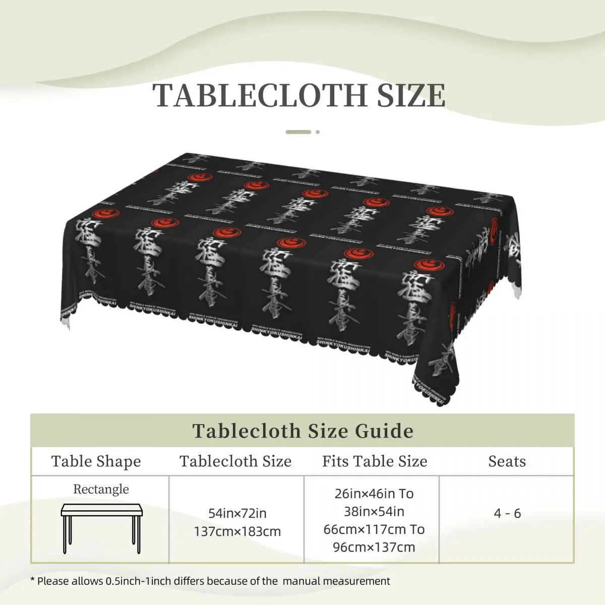 Kyokushin Karate Bushido Values Tablecloth Restaurant Kitchen Rectangular Tablecloth Festival Party Outdoor Dining Table Cover