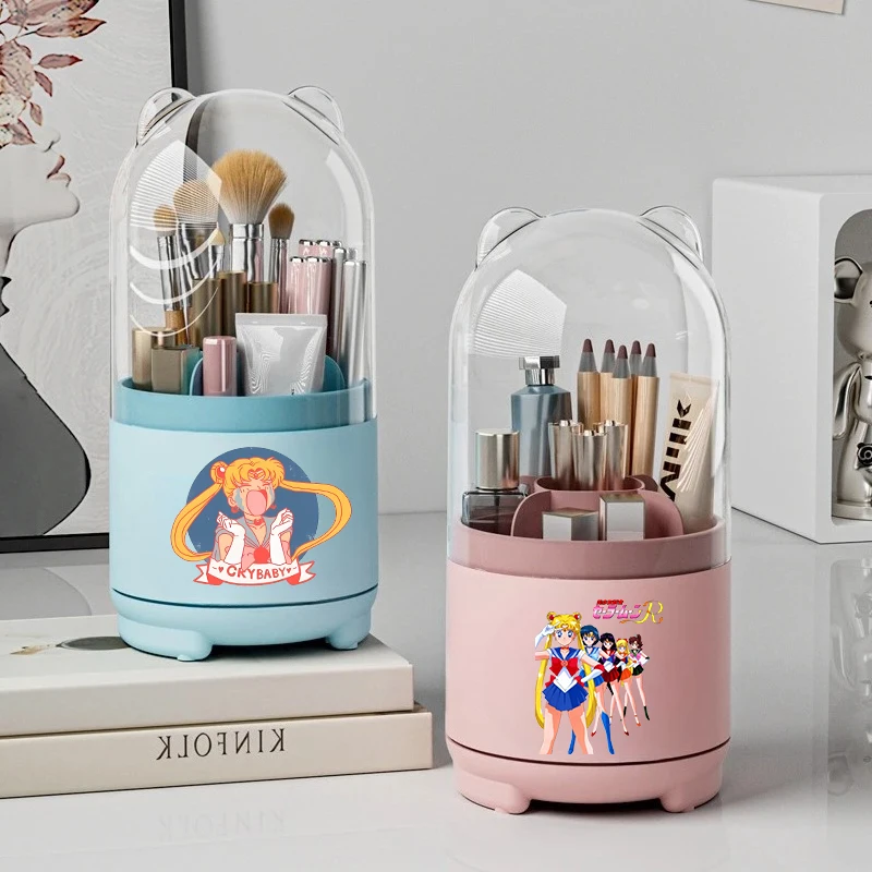 

Sailor Mooned Makeup Brush Storage Box for Women Anime Cartoon Cute Pen Container Fashion Cosmetics Storage Containers Gifts