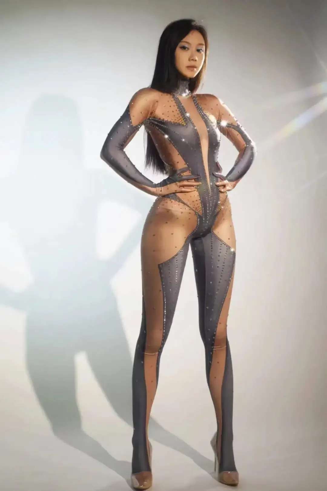 Vrouwen Pole Dance Spandex Strass Stretch Jumpsuits Voor Stadium Slijtage Drag Queen Kostuum Nachtclub Party Outfit