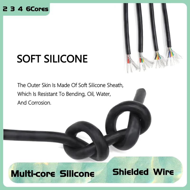 

2 3 4 6Cores Insulated Flexible Copper High Temperature Wire 5/10m Silicone Rubber Shielded Cable 0.3 0.5 0.75 1 1.5 2 2.5mm