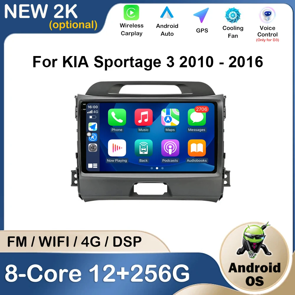 

For KIA Sportage 3 2010 - 2016 Android OS 9 inch Car Radio Multimedia player QLED IPS Screen WIFI GPS Navigation BT Audio DSP