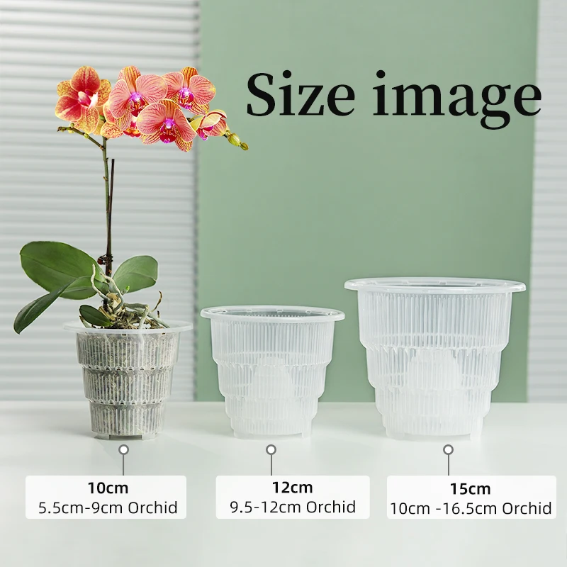 Meshpot 10cm/12cm /15 cm Clear Plastic Orchid Pots With Holes Air Pruning Function and Root Growth Slots Plastic Flower Pot