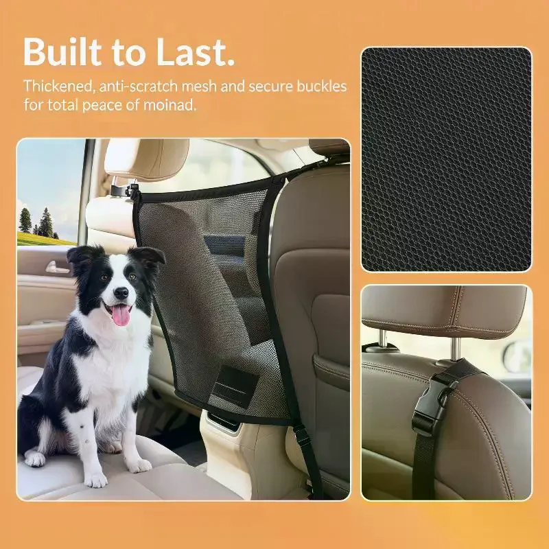 Large Adjustable Mesh Car Dog Barrier Pet Safety Net Guard for SUVs Pickup Trucks Portable Travel Security