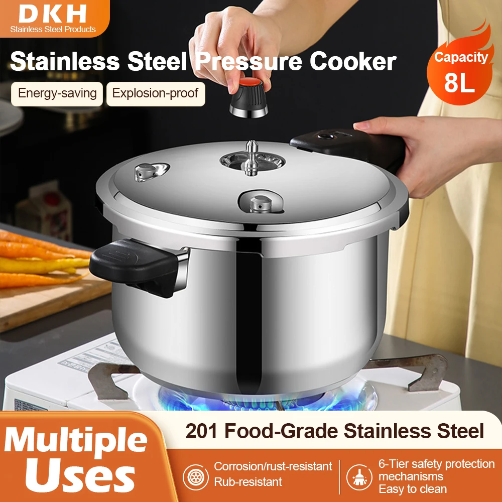 

Liantong 8L Stainless Steel Pressure Cooker CE Certified for Home Use Explosion-Proof Compatible with Gas & Induction Cooktops