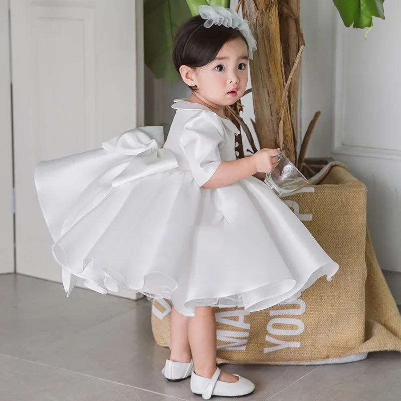 

Baby Girl Dresses Big Bow 1 Years Infant Girl Birthday Dress Kids Wedding Party Princess Gown First Communion Baptism