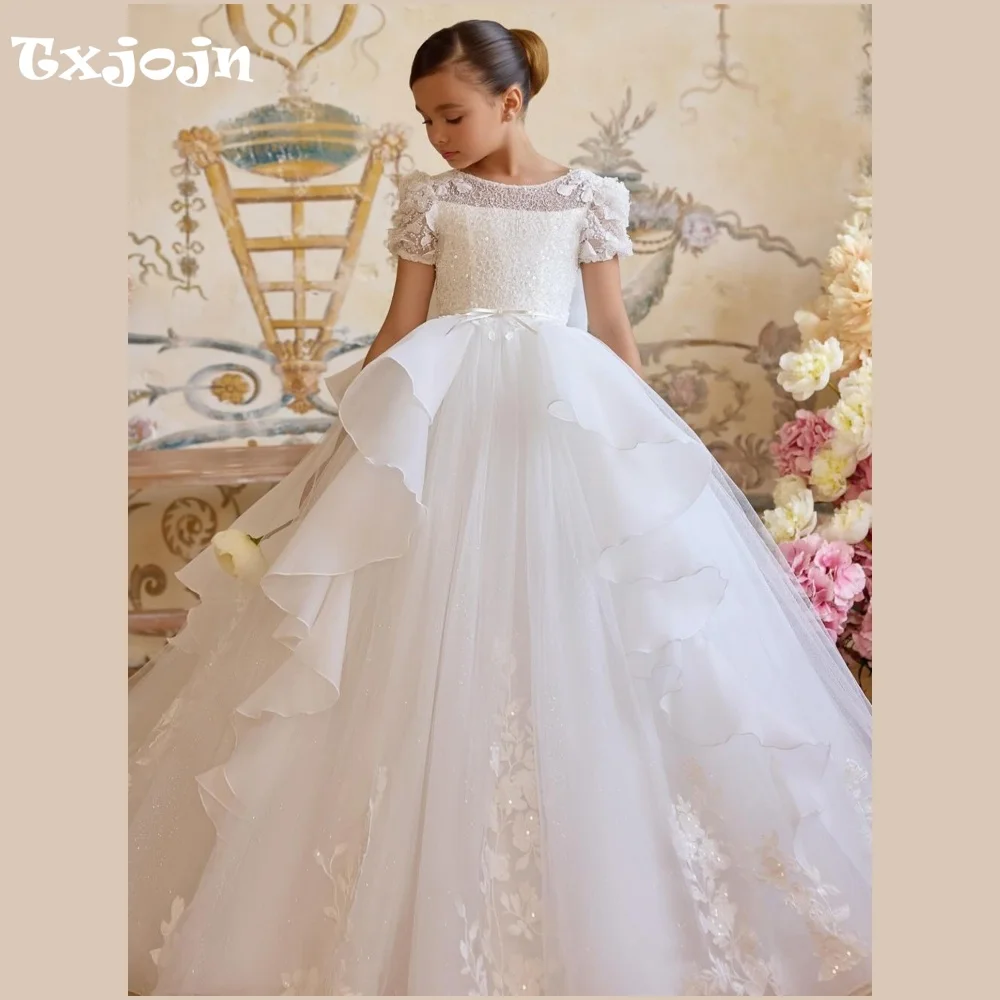 Girl's Ball Gown Flower Girl Wedding Christmas Princess Dress Teens Child Vestido Piano Performance Birthday Party Clothes 5-16Y