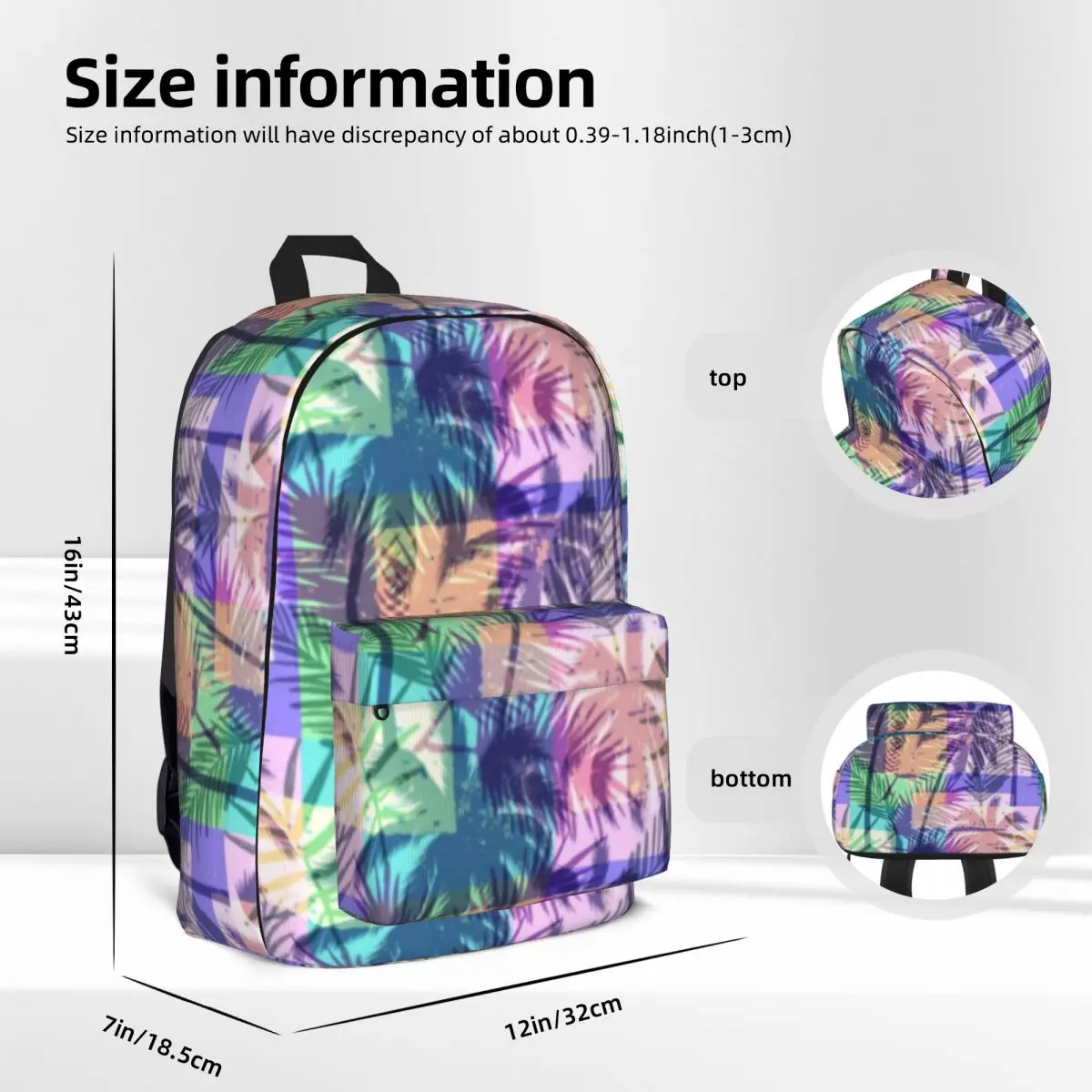 Imagem -04 - Palmeiras Tropicais Mochila Abstrato Arte Viagem Mochilas Menino Menina Designer Imprimir Bolsas de Escola Estilo