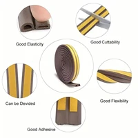 5m/10m DIEP Shape Window Seal Strip 4 Colors Self-adhesive Rubber Weather Stripping Door Windproof Insulation Noise Tape 6