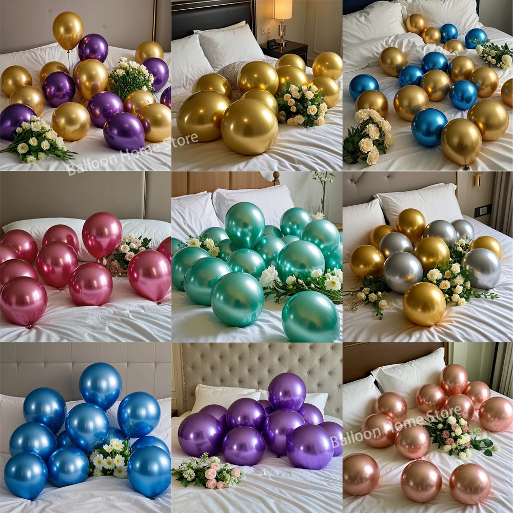 

50/100pcs Metallic Balloons Birthday Party Baby Shower Gender Reveal Graduation Wedding Decoration Chrome Purple Gold Ballon