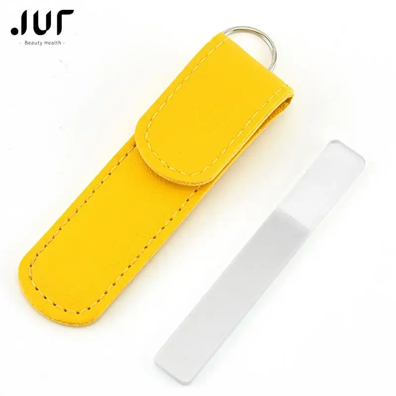 Professional Nano Glass Nail File Transparent Sanding Polishing Grinding Nail Art Manicure with Leather Case