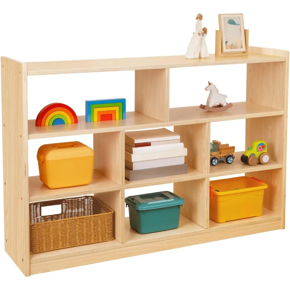 Montessori Shelf 8-Section Wood Storage Cabinet, Montessori Bookshelf for Kids, Toy Organizers and Storage for Kids Room, Playr