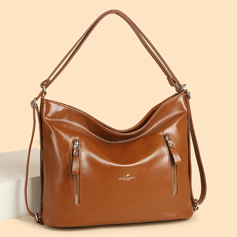 2025 Vintage Women Shoulder Crossbody Bag Female Brand Casual Big Totes High Quality PU Leather Ladies Hobo Messenger Bag Sac