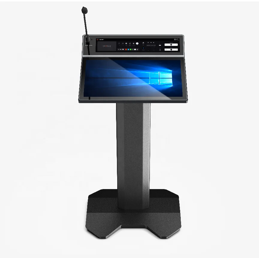 Hot Selling High Quality Integrated Intelligent All-in-One PC Custom Metal Hotel School Conference Digital Podium Educational