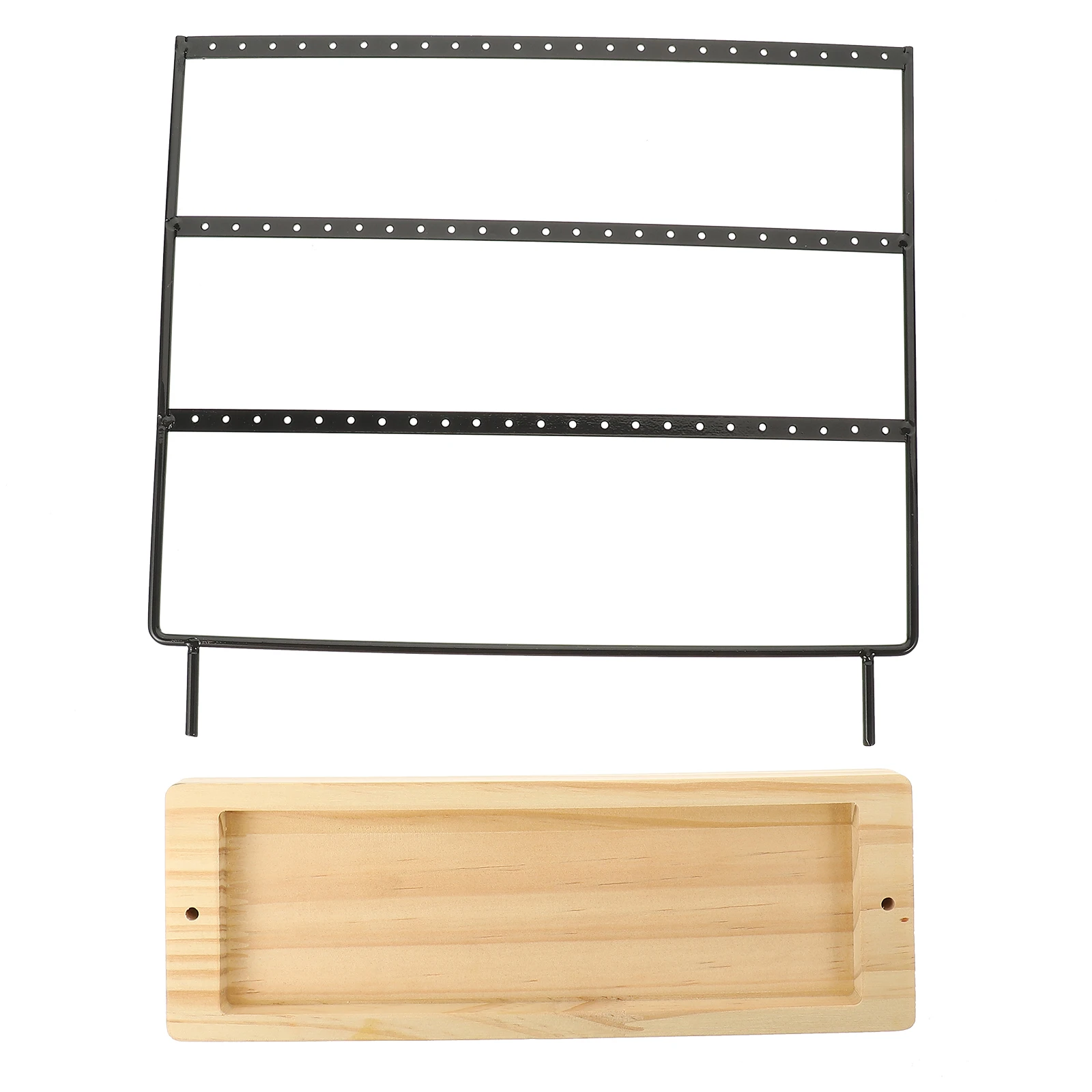 

144 Holes Jewelry Display Rack Earring Holder ganizer Detachable Wood Black Slotted Tabletop Storage Showcase