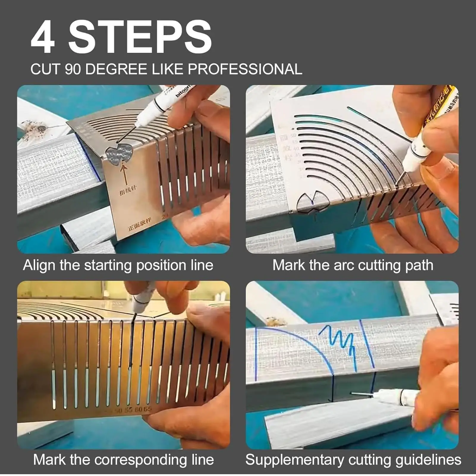 

Инструмент для маркировки гибкого угла, квадратный инструмент для измерения угла под прямым углом, металлический инструмент для рисования параллельных линий, направляющая для резки труб для строительства