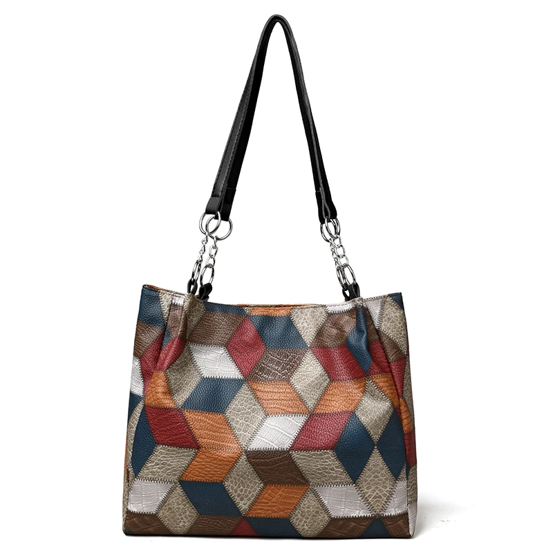 

New Trendy Diamond Grid Pattern Women's Shoulder Bag Large Capacity Versatile Handbag Soft Leather Luxury Brand Shopping Bags