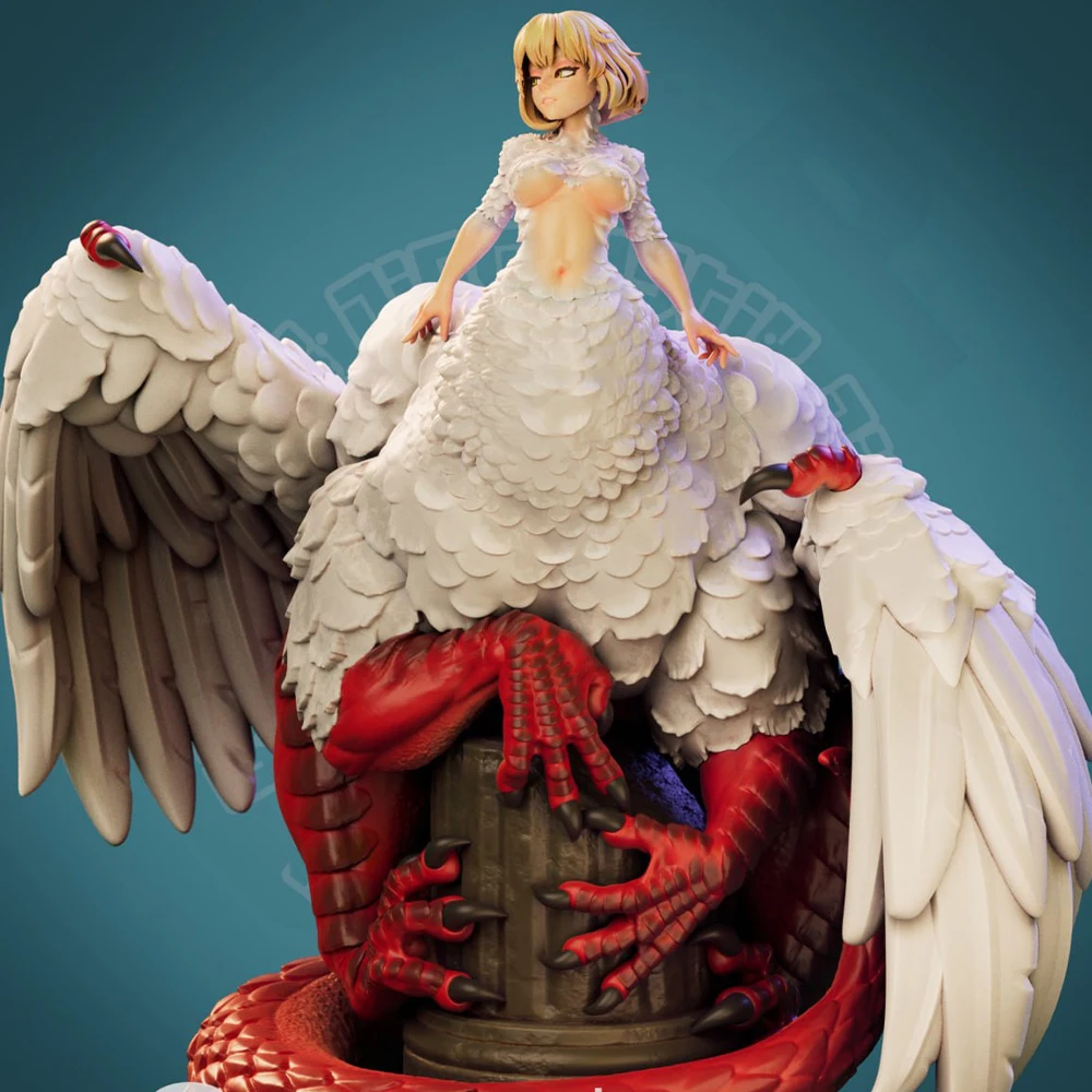 50mm Sexy Birdy Girl Resin Figurine Toy Unpainted GK Doll Unassembled 3D Print  Miniature Reduction Statue view 3