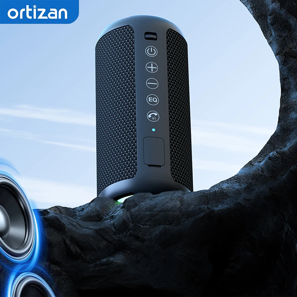Ortizan Bluetooth Speaker, IPX7 Waterproof Portable Wireless Outdoor Speakers with LED Light, 24W Stereo Sound and 30H Playtime
