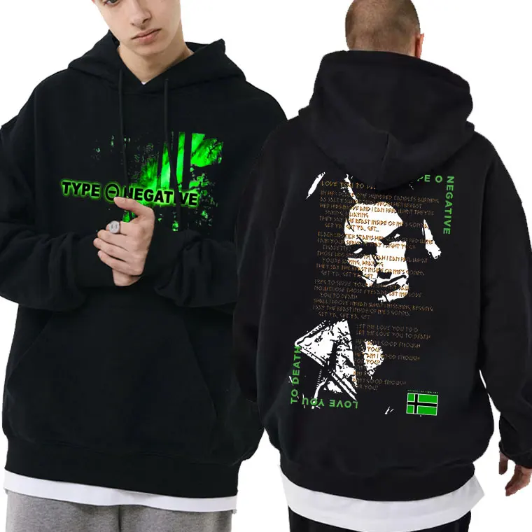 

Rocker Type O Negative Love You To Death Hoodie Male Gothic Rock Band Sweatshirt Men Casual Hip Hop Vintage Oversized Hoodies