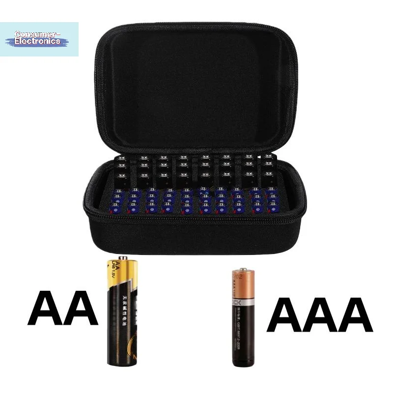 【1Pcs Handheld Portable Bag Hard Battery Organizer Storage Box Carrying Case Holds 54 Batteries AA/AAA EVA Storage Bag】