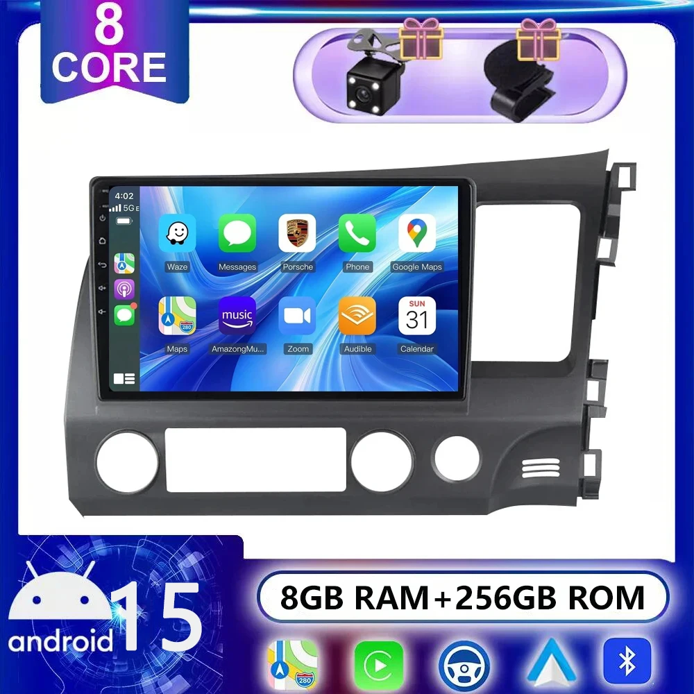 10' Android 15 Carplay HeadUnit for Honda Civic RHD Right Hand Drive 2006-2011 Multimedia Stereo Radio