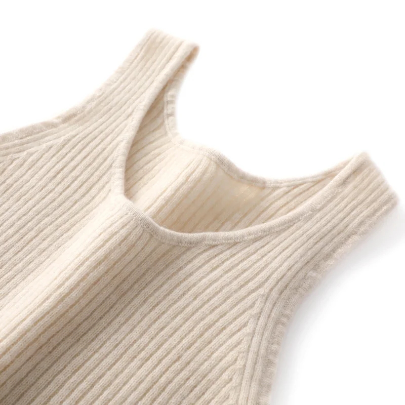 Suspender U-neck Joker cashmere sweater Joker drawstring vest