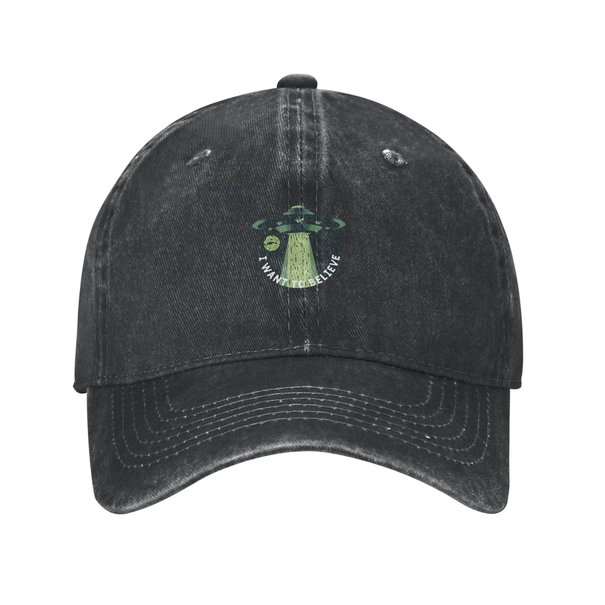 I Want To Believe UFO UFO (3) Fashion Baseball Cap  Breathable Fabric Sun Visor Cap  City Wandering Sun Visor Cap
