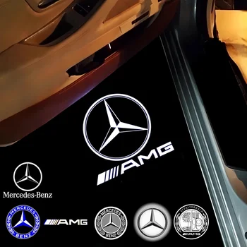 LED 자동차 문짝 로고 웰컴 라이트 프로젝터 램프, 메르세데스 벤츠 W203 C 클래스 2001-2007 SLK SLR CLK R171 W209 용 자동차 액세서리, 2