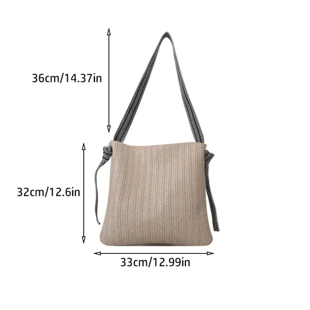 Bolso de paja con correa para el hombro, bolsa tejida de gran capacidad, a la moda, para playa, novedad