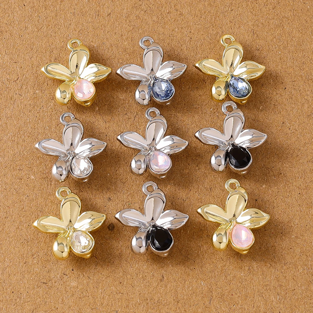 

5pcs Cute Alloy CZ Flower Pendant Charms for Jewelry Making Necklace Earrings Bracelet DIY Handmade Accessories Supplies