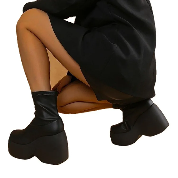 Brand New Gothic Style Sexy Elegant Chunky Platform Women Ankle Boots Big Size Walking Comfy Woman Shoes Platform Shoes 2023