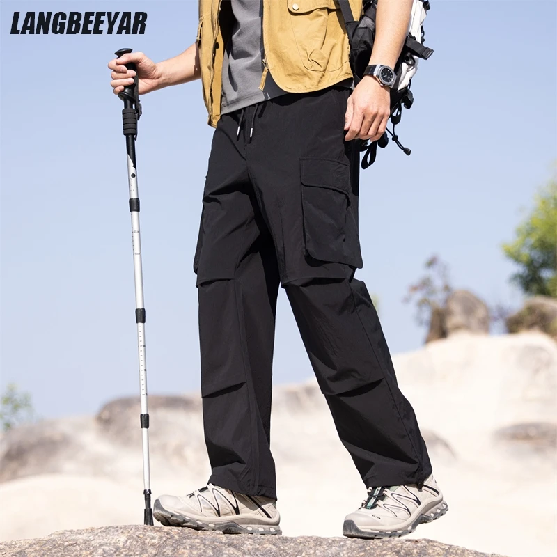 

Премиум-карго против морщин, повседневная уличная одежда, уличные мужские дышащие спортивные длинные брюки с множеством карманов, повседневные брюки с ремешками