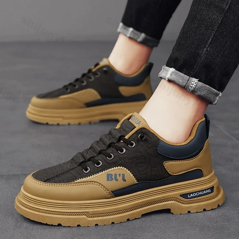 

Мужская повседневная обувь в стиле ретро с низким берцем на толстой подошве, осень 2024, новый модный тренд, универсальные удобные нескользящие кроссовки на платформе